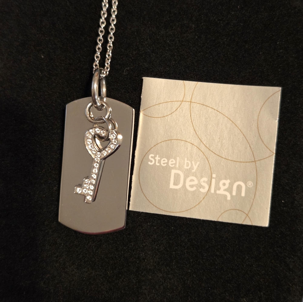 Steel by Design Dogtag And Key Pendant Necklace